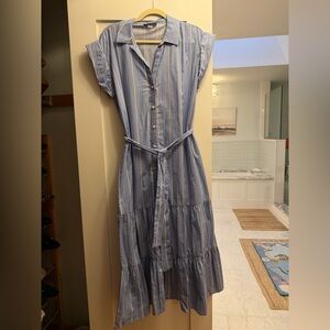 Nautical Tommy Hilfiger Blue Striped Midi Dress size 10